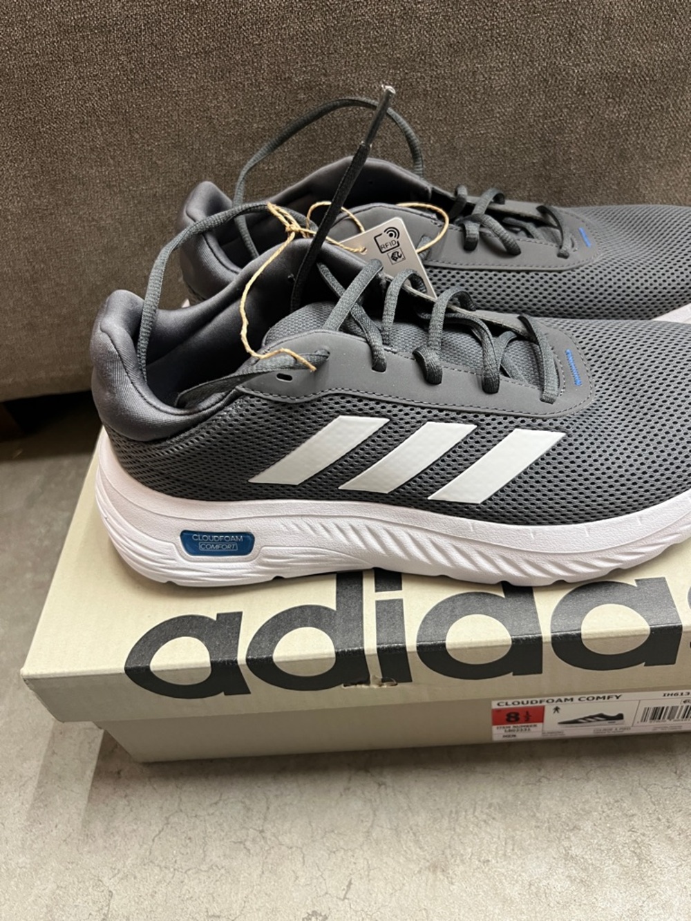 adidas Men's Gray and White Cloudfoam Comfort Sneakers